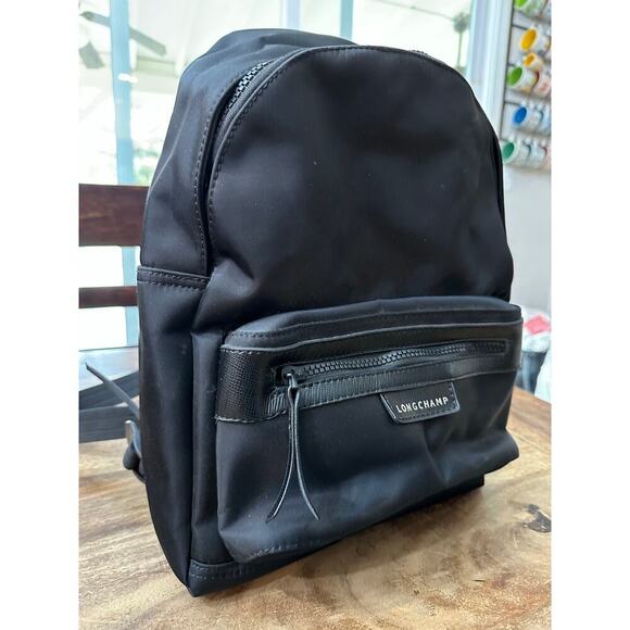 Longchamp Black Lepliage Neo Nylon Rucksack Travel Backpack - Picture 2 of 9